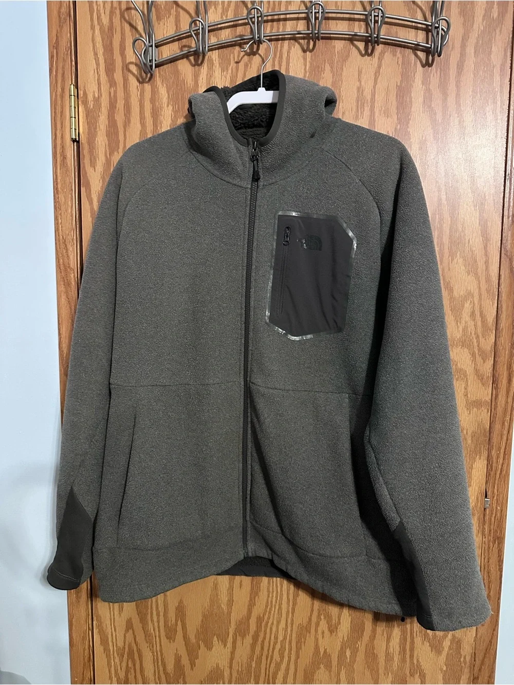 The North Face Men's Dark Gray Full-Zip Fleece Hooded Jacket XL